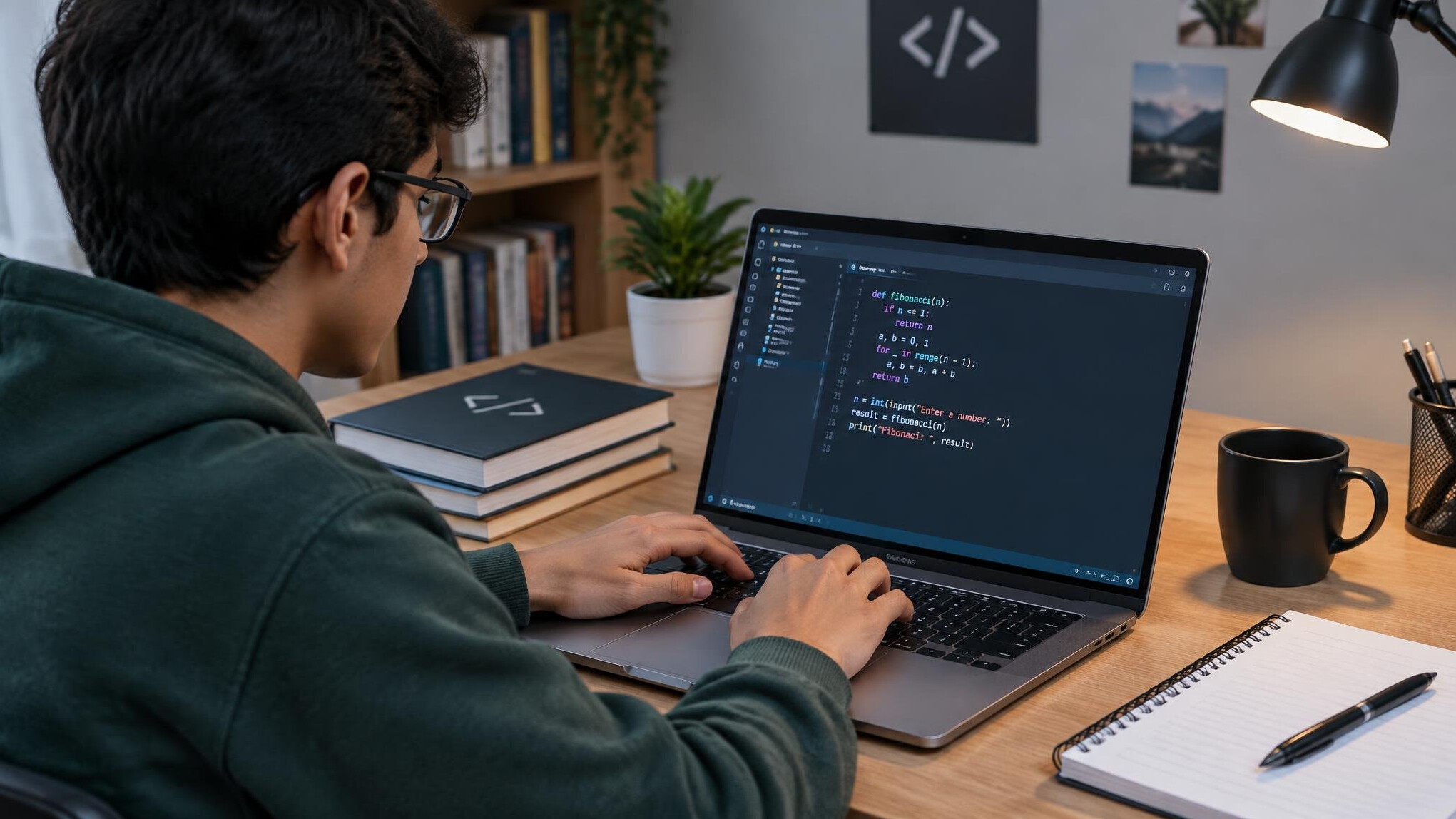 person learning to code on laptop